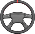 MEWANT Hand Stitched Steering Wheel Cover for Chevy Silverado 1500 2003-2006 Black Smooth Real Leather Steering Wrap