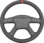 MEWANT Hand Stitched Steering Wheel Cover for Chevy Silverado 1500 2003-2006 Black Smooth Real Leather Steering Wrap
