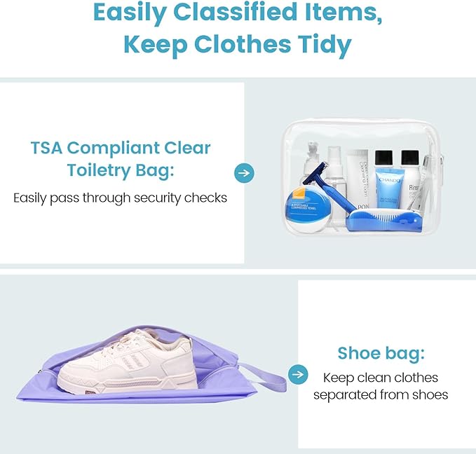Cambond Mesh Compression Packing Cubes - 6 Piece Expandable See Through Packing Cubes for travel with Shoe and Makeup Bag, Tr