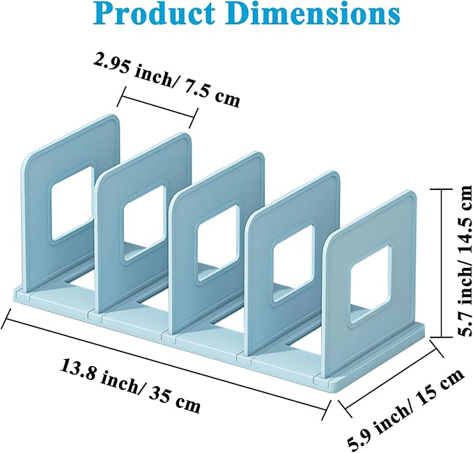 SAYEEC Desk File Sorter Vertical Desktop File Folder Organizer 4 Section Plastic Book Holder Adjustable Shelf Dividers Closet