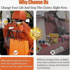 Backseat Car Organizer,4 in 1 Multifunctional Car Back Seat Storage Box with Drink Cup Holder Tissue Box, for Hold Phone,Snacks, Drinks, Handbag (Orange)