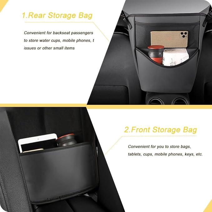Tumecos Car Handbag Holder Between Seats, Multifunctional Car organizer for Center Armrest Box,Car Storage Bag Pocket Handbag Purse Holder for Storage, Large capacity, wear resistant(Black)