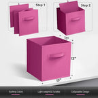 Sorbus 13 Inch Storage Bins - Sturdy Collapsible Fabric Storage Cubes with Handle - 8 Foldable Baskets for Organizing Clothes
