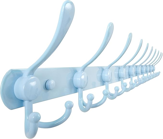 Dseap Coat Rack Wall Mount - 38” Long 10-Tri-Hooks Heavy Duty Coat Hanger Rail Wall Hooks for Hanging Coats Hats Clothing Clo