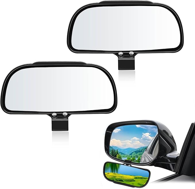 2PCS Car Blind Spot Mirror, Rectangle HD Glass Wide Angle Rear Mirror, Adjustible Auto Exterior Blindspot Side ViewMirror, Universal for Car Truck Automobile SUV (Black)