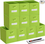 artsdi 11x11 storage cube bins (Set of 10) Foldable Fabric storage cubes with 10 Labels Window Cards & a Pen,11 inch cube sto
