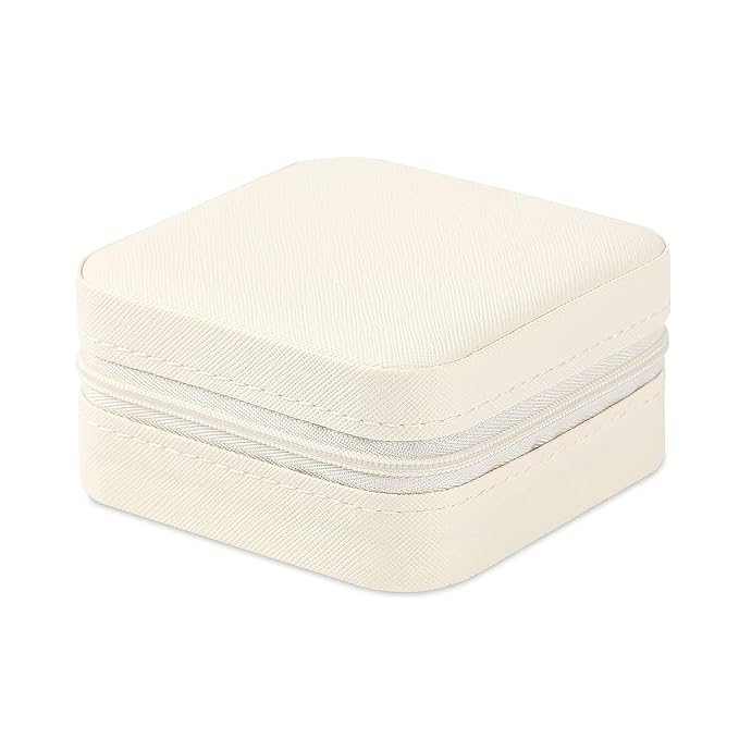 Neveika Portable Travel Mini Jewelry Box Leather Jewellery Ring Organizer Case Storage Gift Box Girls Women (4pcs White).