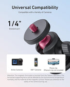 TELESIN Magnetic Mount Magnet Metal Mounts for Action Camera, 360° Quick Car Holder Attachment for DJI Action 6 5 Pro OSMO 360 Nano Pocket 3 GoPro Max Hero 13 12 11 10 Insta360 X5 Mounting Accessory