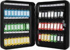 Jssmst Wall Mount Key Storage Box with Code, Locking Key Cabinet Security, 48 Key Hooks & Tags Labels, 11.81 x 9.45 x 2.95 in