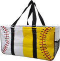 NGIL Extra Large Utility Tote Reusable Grocery Bag Oversized Collapsible for Groceries, Storage, Picnic, Beach (Baseball and Softball-black)