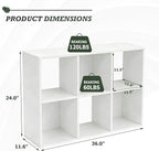 6-Cube Storage Organizer Shelf, Open Cube Bookshelf, Reversible Bookcase, Modern Sturdy Storage for Living Room, Bedroom, Ent