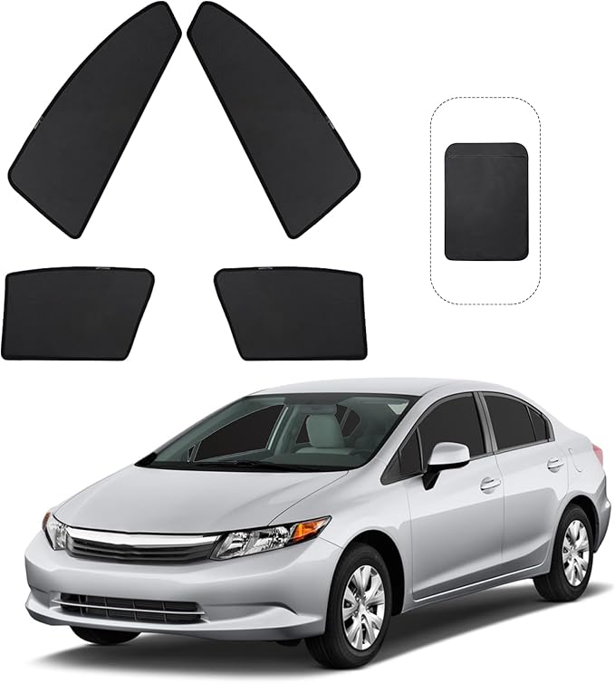 Front Side Half Window Shade Foldable Custom Fit for Honda Civic 2012-2015 Car Window Shades for Side Window Sun Shade UV Protection Heat Insulation for Camping Sleeping 4PCS