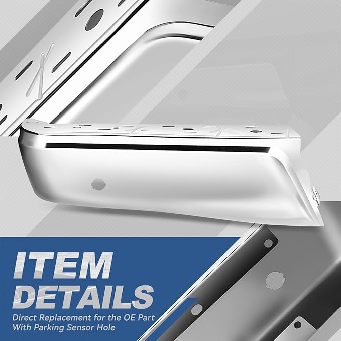 Auto Dynasty Rear Bumper End Caps Cover Compatible with 2015-2020 Ford F-150, Driver Left Side, with Parking Sensor Holes, Polished Chrome