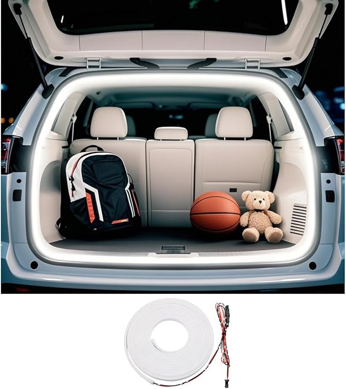 Trunk LED Light Strip, Compatible with 2022-2025 Toyota RAV4, Flexible Waterproof Silicone Embedded Cuttable Trunk Light Strip, Cool White