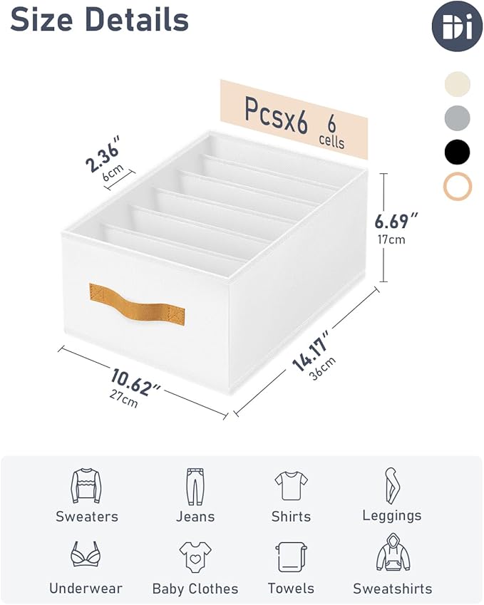 DIMJ Large Wardrobe Clothes Organizer - 8 Packs Fabric Closet Storage Organizer with Handles, Foldable Closet Organizers Divi