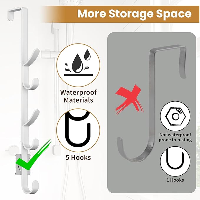 Over The Door Hooks, Metal Door Hooks for Hanging, Over The Door Purse Organizer for Coat Hanger, Back of Shower Door for Han