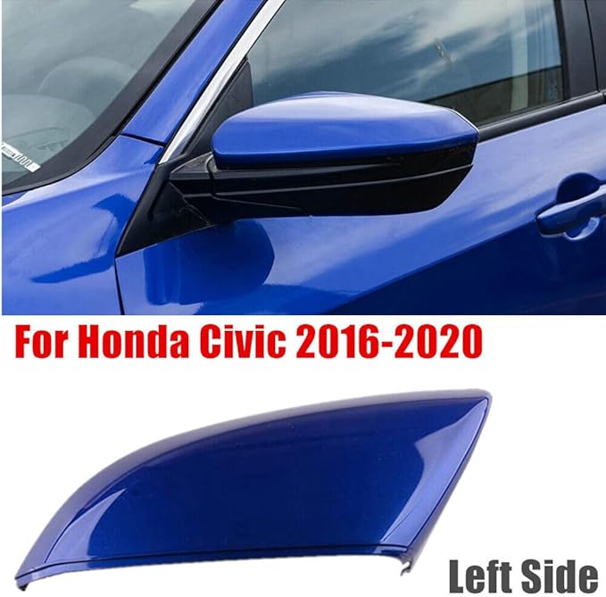 Blue Left Mirror Cap Cover For Honda Civic 2016 2017 2018 2019 2020 2021 Rearview Mirror Cap Replacement (Blue Left Side)