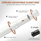 Closet Rods for Hanging Clothes, 17-84 Inch Stepless Adjustable Closet Rod, 1.3 Inch Heavy Duty Metal Clothes Hanging Rod, Ex