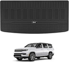 3W Cargo Liner Compatible with Jeep Grand Wagoneer(Non L) 2022-2024 2025 2026 7 Passenger Model All Weather Custom Fit Black Trunk Mat Set
