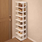 9-Tier Slim Shoe Rack, Stackable Vertical Shoe Organizer with Small Footprint, Sturdy PP Material, Space-Saving Shoe Storage 