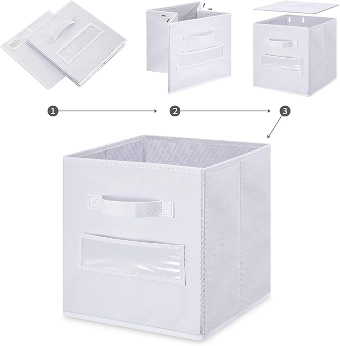 artsdi 13x13x13 storage cube bins (Set of 10) Fabric storage cubes with 10 Labels Window Cards & a Pen, storage cubes 13x13, 