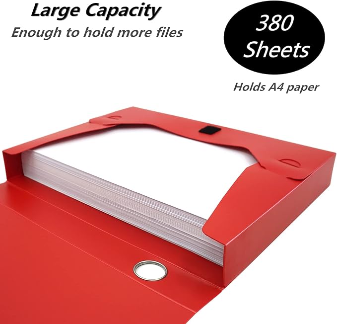 Foldable A4 Document Box, Pack of 4 Plastic Archive Cases with Lid, 31×24x4cm, File Folder Organizer Document Storage File Bo