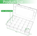 Gbivbe Large 24 Grids Plastic Organizer Box Adjustable Dividers,Clear Storage Box for Jewelry, Art DIY Crafts, Washi Tapes, B