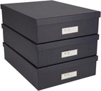 Bigso Oskar Fiberboard Label Frame Document Letter Box - File Organizer Box for Important Paperwork - Document Storage with a