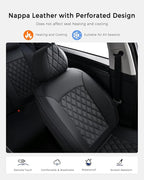 Huidasource Car Seat Cover, Nappa Leather Seat Covers, Velcro Adjustable, Compatible with Airbags, Armrests, Child Seat, Seat