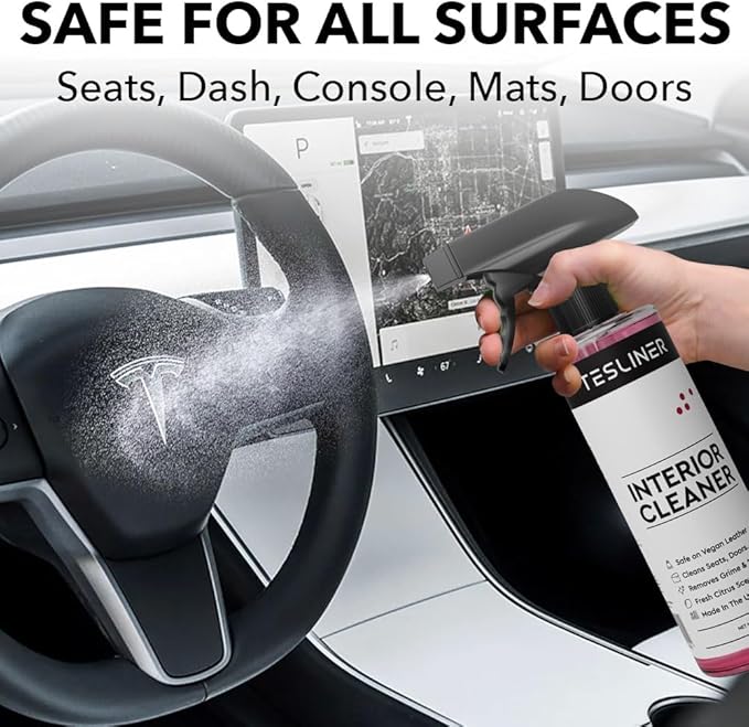 Tesla Seat Cleaner & Stain Remover, Interior Cleaner for Black & White Vegan Leather, Interior Cleaning Products | Tesla Mode