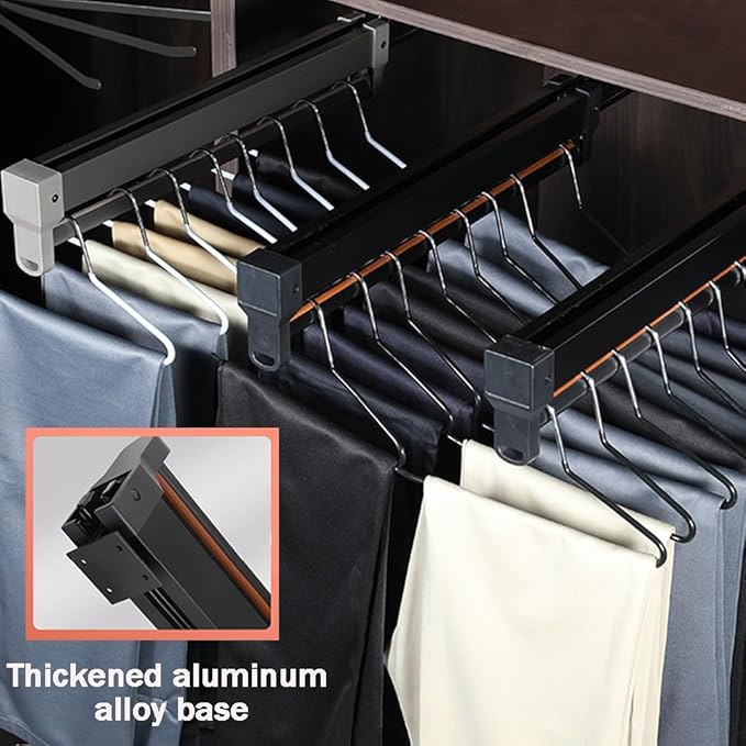 Pull-Out Clothes Rail, Extendable Clothes Hanger, Bearing 30kg, Valet Rods for Closets, Silent Slide Wardrobe Hanger, Closet 
