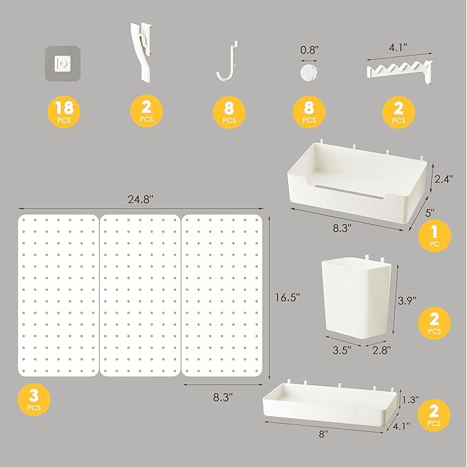Pegboard Combination Kit - Pegboards and Accessories Modular Hanging for Wall Organizer, Crafts Organization, Ornaments Displ