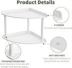 Sezanrpt 2 Tier Acrylic Corner Shelf Organizer Storage 9.5x9.5x8 Inch, White Countertop Corner Shelf for Bathroom, Kitchen, B