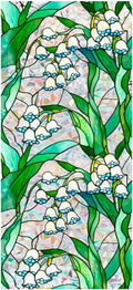 JOONOR Retro Lily of The Valley Window Privacy Film,Stained Glass Decals Colorful Floral Privacy Rainbow Decals Living Room Sun Blocking Decor Removable Static Cling Stickers,16.93 x 39.37 Inch