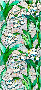 JOONOR Retro Lily of The Valley Window Privacy Film,Stained Glass Decals Colorful Floral Privacy Rainbow Decals Living Room Sun Blocking Decor Removable Static Cling Stickers,16.93 x 39.37 Inch
