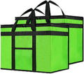 Insulated Bags for Food Delivery (XL Plus) Grocery Shopping Cooler Bag, Pizza Delivery, Hot & Cold Catering Tote, Reusable, Foldable & Heavy Duty (2 Pack, Green)