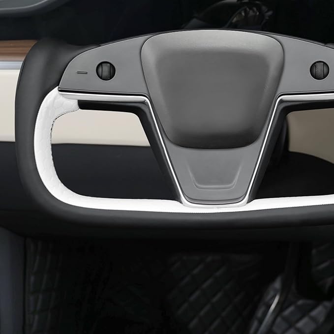 MEWANT Hand Stitched Tesla Model S Yoke Steering Wheel Cover Wrap for Tesla Model S 2021-2023 / Model X 2021-2023 Tesla Yoke Steering Wheel Accessories(3D Style)