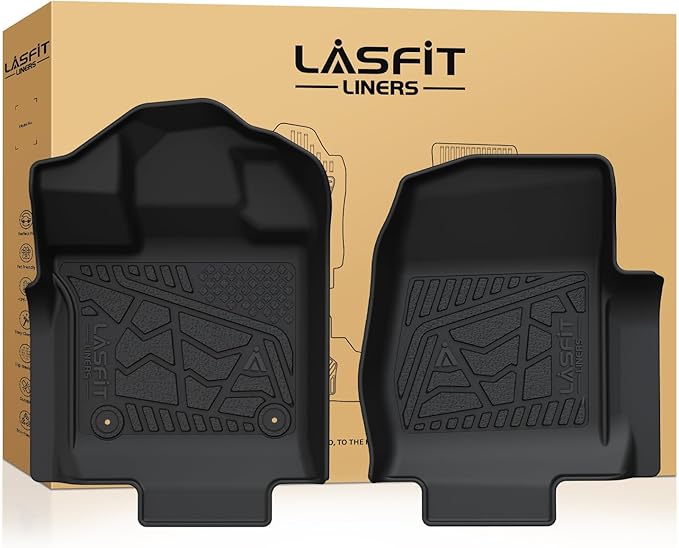 LASFIT Floor Mats for 2015-2026 Ford F-150 Regular Cab Bucket-Seat Carpet Floor, Ford F150 Standard Cab All Weather Portector TPE Waterproof Truck Liners-1st Row Black