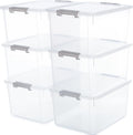Citylife 6 Packs 32 QT Plastic Storage Bins with Lids Large Stackable Storage Containers for Organizing Clear Storage Box for