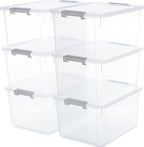 Citylife 6 Packs 32 QT Plastic Storage Bins with Lids Large Stackable Storage Containers for Organizing Clear Storage Box for