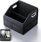 Car Storage Organizer - Compact PU Leather Bin for Trunk, Front Seat, Back Seat & Car Floor