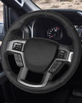 Belinous Leather Steering Wheel Cover Lace Up, Hand-Stitch on Wrap, Steering Wrap Compatible with Ford 2016 2017 2018 2019 F150 Raptor (Black)