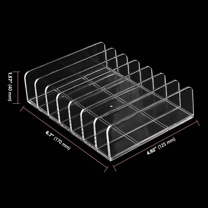 SEUNMUK 4 Pack Acrylic Eyeshadow Makeup Palette Organizer, 7 Section Clear Makeup Palette Holder, Eyeshadow Palette Display S