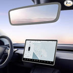2PCS Protector Trim Frame Compatible with Tesla Model 3 Y 2020-2024 2025 2026 Screen Edge Frame Rearview Mirror Cover Interior Decorations Center Console Decor Highland Juniper Accessories Set (Gray)