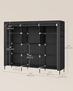 SONGMICS Portable Closet, Fabric Wardrobe, Clothes Rack with Shelves, Pockets, Large Capacity, 4 Hanging Rods, 74.4 x 17.7 x 