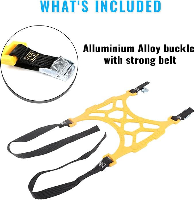 VaygWay Car Snow Tire Chains - All Season Yellow Snow Chains- Emergency Vehicle Anti-Slip Tire Chains for Cars, SUVs, & Truck