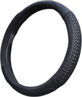 Moyishi Top Leather Steering Wheel Cover Universal Fit Soft Breathable Steering Wheel Wrap (Black)