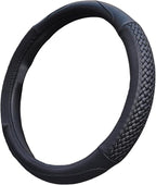 Moyishi Top Leather Steering Wheel Cover Universal Fit Soft Breathable Steering Wheel Wrap (Black)