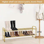 KEETDY 2-Tier Long Shoe Rack for Closet Metal Shoe Organizer for Entryway, Wide Stackable Shoe Storage Shelf with Sturdy Wire