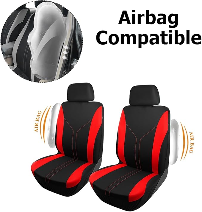 Car Seat Covers Full Set, Breathable Vehicle Front and Rear Split Bench Protector Airbag Compatible, Waterproof Automotive In